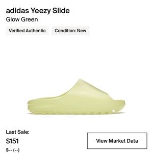 Glow green Yeezy slides
